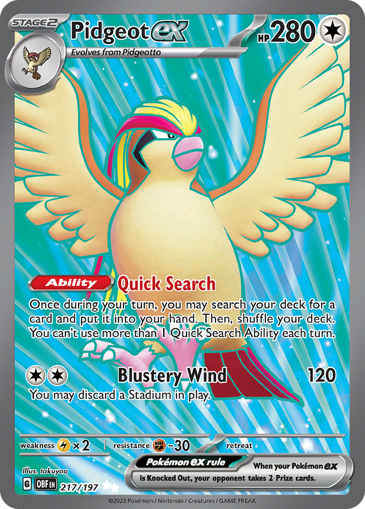 Pidgeot ex (217/197) [Scarlet & Violet: Obsidian Flames] | Tables and Towers