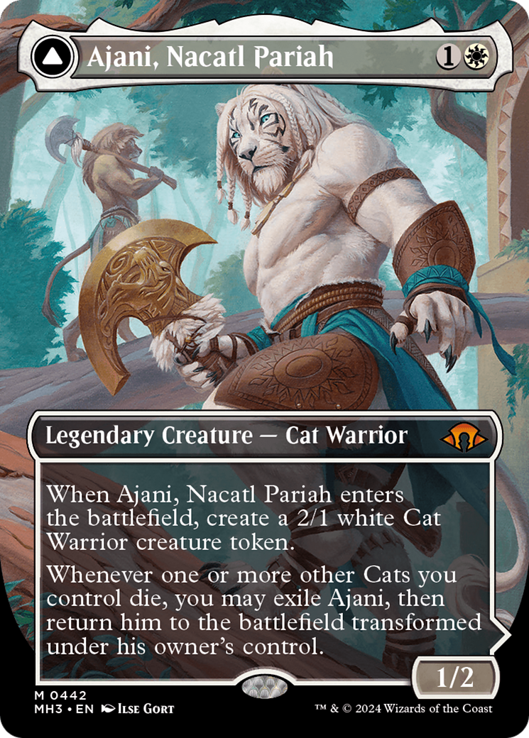 Ajani, Nacatl Pariah // Ajani, Nacatl Avenger (Borderless) [Modern Horizons 3] | Tables and Towers