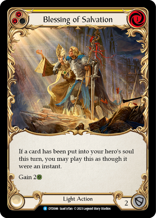 Blessing of Salvation (Yellow) [DTD086] (Dusk Till Dawn)  Rainbow Foil | Tables and Towers