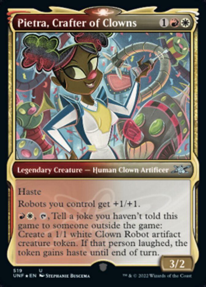 Pietra, Crafter of Clowns (Showcase) (Galaxy Foil) [Unfinity] | Tables and Towers