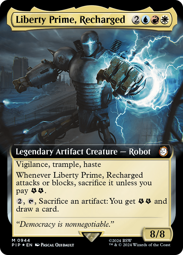 Liberty Prime, Recharged (Extended Art) (Surge Foil) [Fallout] | Tables and Towers