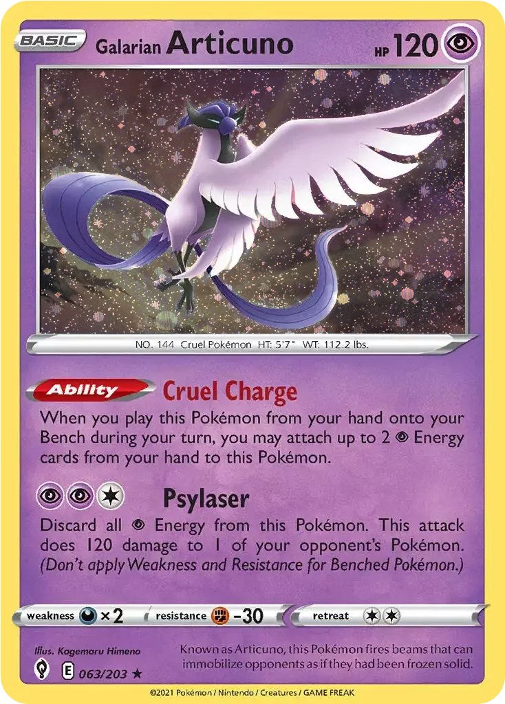 Galarian Articuno (063/203) (Cosmos Holo) [Sword & Shield: Evolving Skies] | Tables and Towers