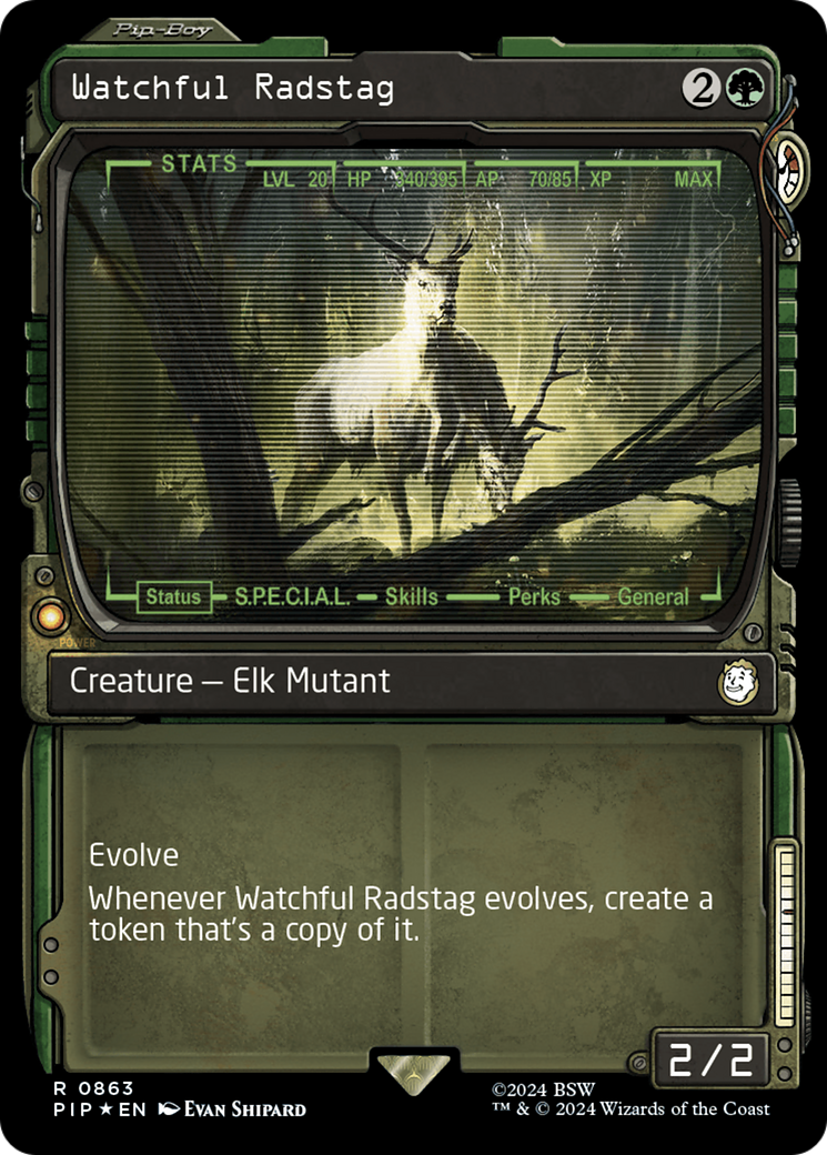 Watchful Radstag (Showcase) (Surge Foil) [Fallout] | Tables and Towers