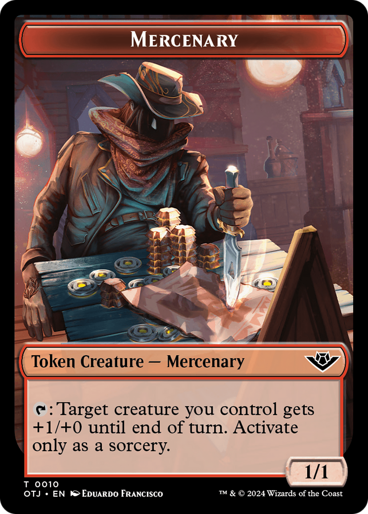 Mercenary // Golem Double-Sided Token [Outlaws of Thunder Junction Tokens] | Tables and Towers