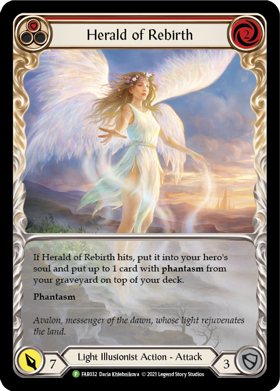 Herald of Rebirth (Red) [FAB032] (Promo)  Rainbow Foil | Tables and Towers