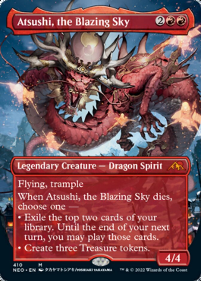 Atsushi, the Blazing Sky (Borderless Alternate Art) [Kamigawa: Neon Dynasty] | Tables and Towers