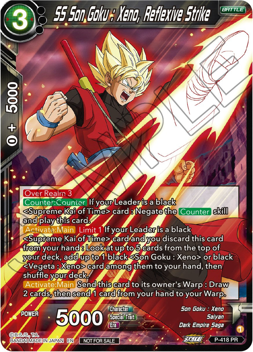 SS Son Goku: Xeno, Reflexive Strike (Zenkai Series Tournament Pack Vol.1) (P-418) [Tournament Promotion Cards] | Tables and Towers