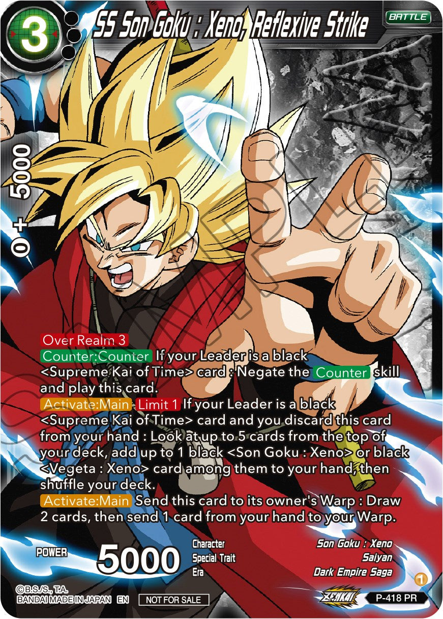 SS Son Goku: Xeno, Reflexive Strike (Zenkai Series Tournament Pack Vol.1 Winner) (P-418) [Tournament Promotion Cards] | Tables and Towers