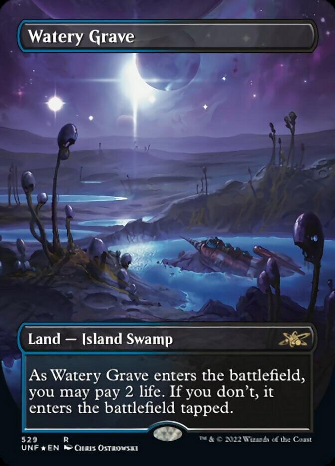 Watery Grave (Borderless) (Galaxy Foil) [Unfinity] | Tables and Towers