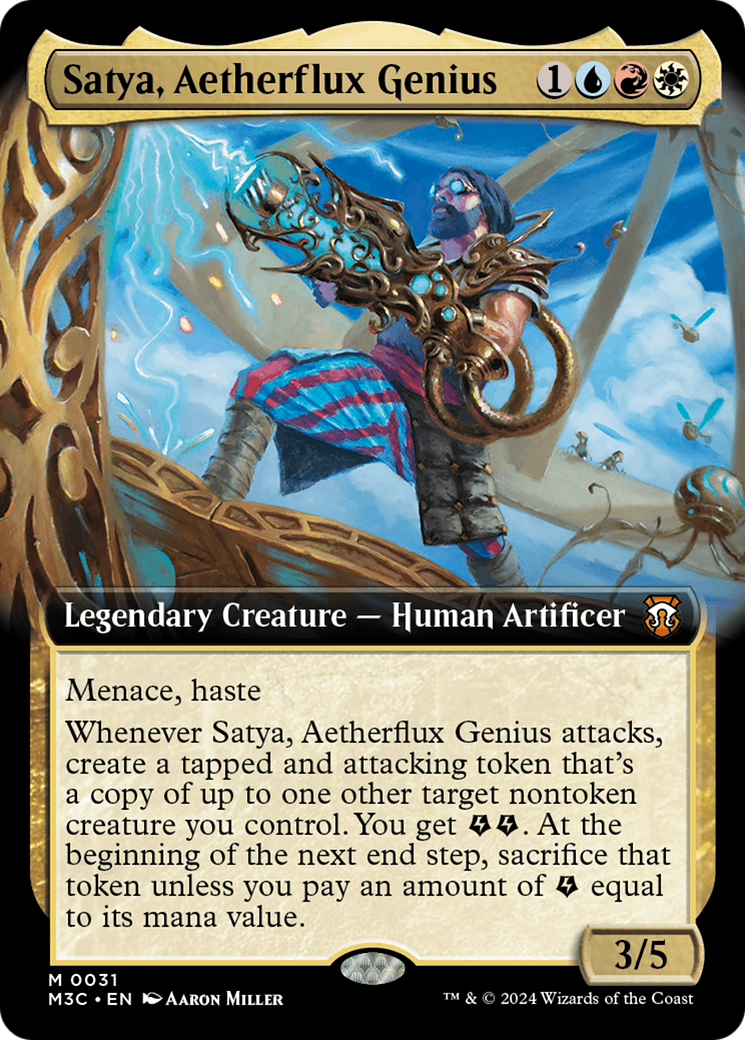 Satya, Aetherflux Genius (Extended Art) [Modern Horizons 3 Commander] | Tables and Towers