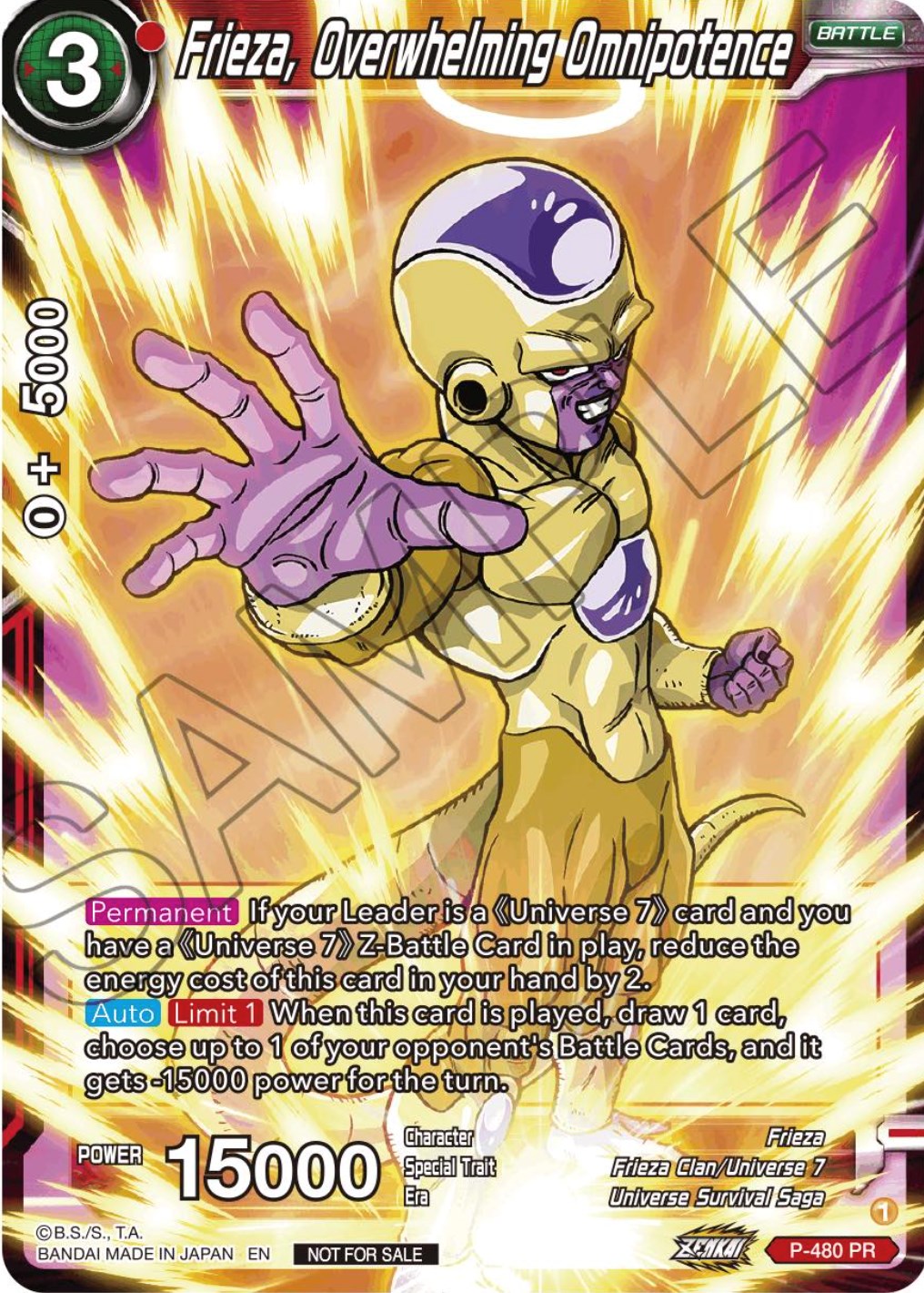 Frieza, Overwhelming Omnipotence (Zenkai Series Tournament Pack Vol.3) (P-480) [Tournament Promotion Cards] | Tables and Towers