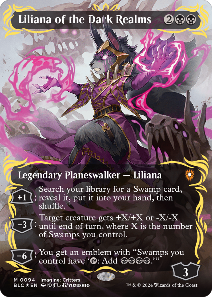 Liliana of the Dark Realms (Borderless) (Raised Foil) [Bloomburrow Commander] | Tables and Towers