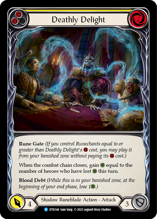 Deathly Delight (Yellow) [DTD144] (Dusk Till Dawn)  Rainbow Foil | Tables and Towers