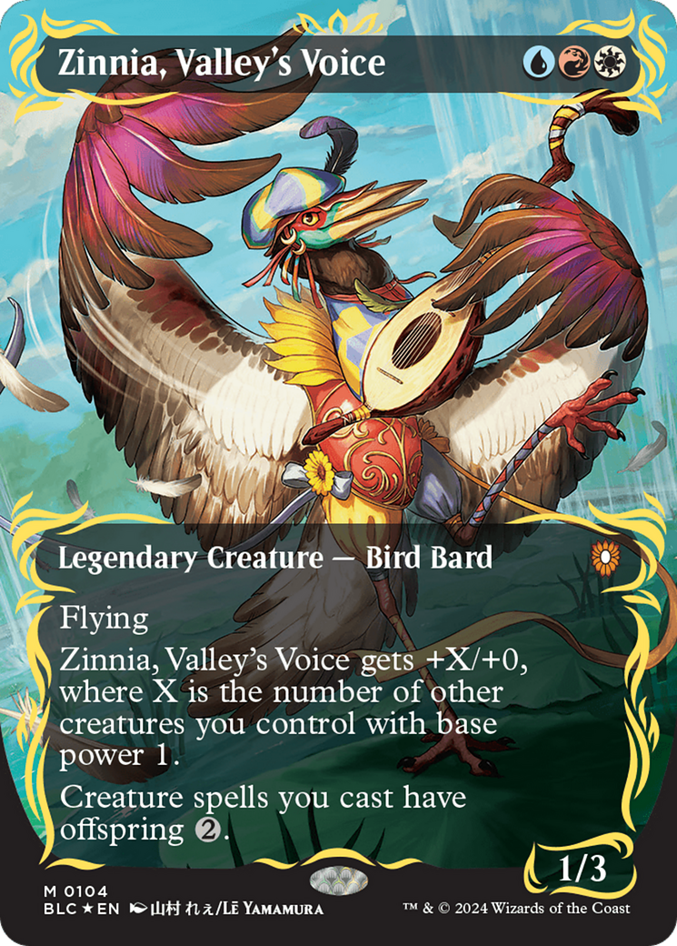 Zinnia, Valley's Voice (Borderless) (Raised Foil) [Bloomburrow Commander] | Tables and Towers