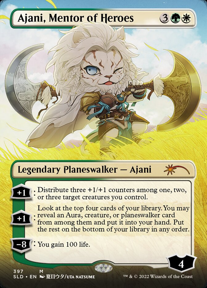 Ajani, Mentor of Heroes (Borderless) [Secret Lair Drop Series] | Tables and Towers