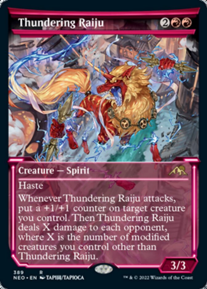 Thundering Raiju (Showcase Soft Glow) [Kamigawa: Neon Dynasty] | Tables and Towers