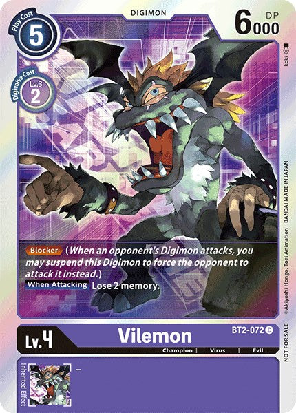 Vilemon [BT2-072] (Event Pack 1) [Release Special Booster Promos] | Tables and Towers