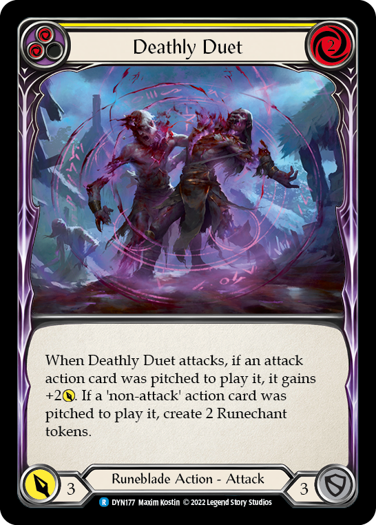 Deathly Duet (Yellow) [DYN177] (Dynasty)  Rainbow Foil | Tables and Towers