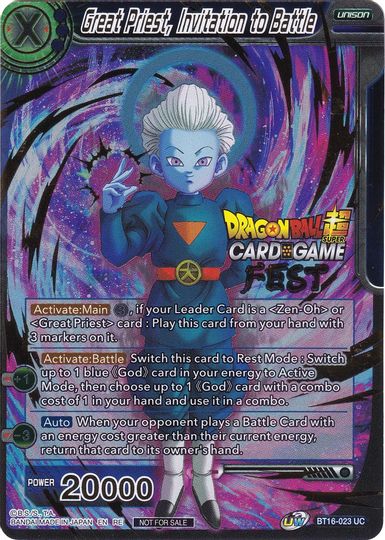 Great Priest, Invitation to Battle (Card Game Fest 2022) (BT16-023) [Tournament Promotion Cards] | Tables and Towers