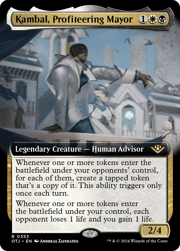 Kambal, Profiteering Mayor (Extended Art) [Outlaws of Thunder Junction] | Tables and Towers