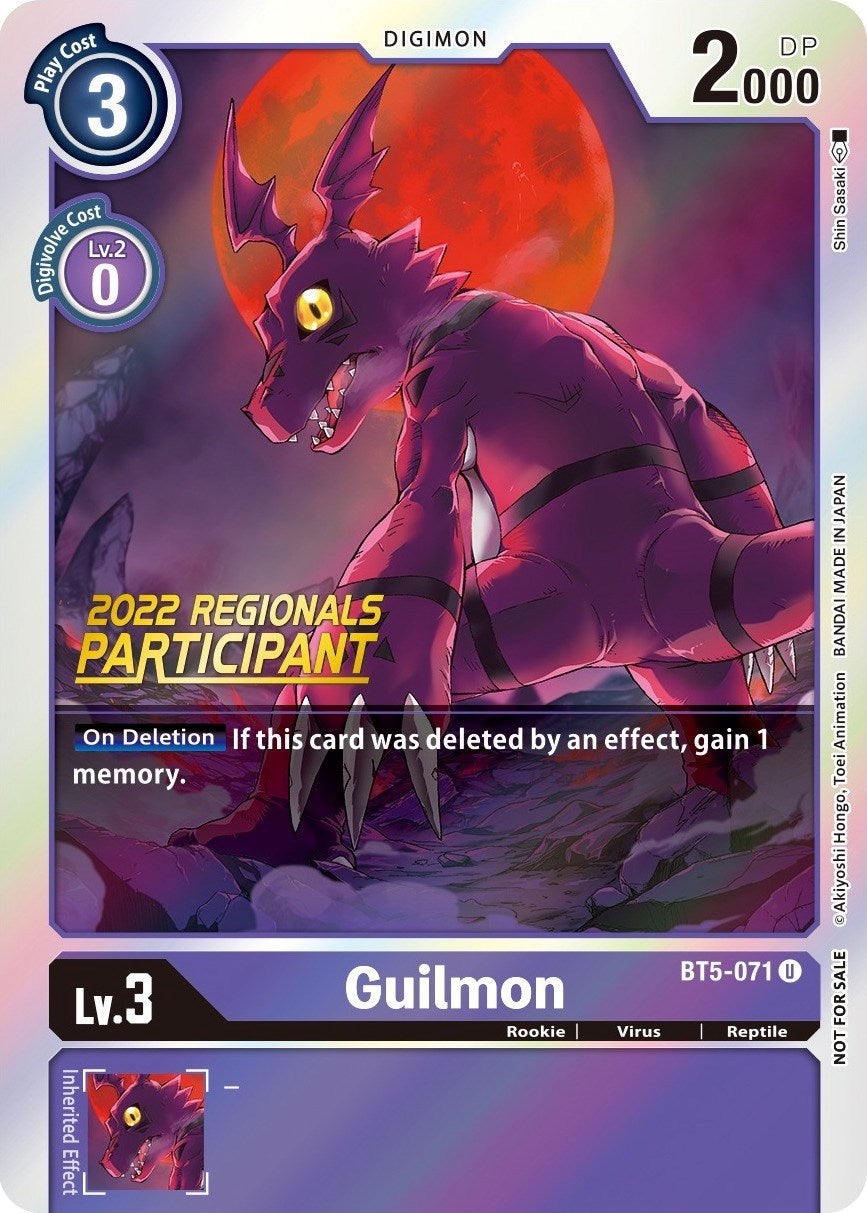 Guilmon [BT5-071] (2022 Championship Offline Regional) (Online Participant) [Battle of Omni Promos] | Tables and Towers