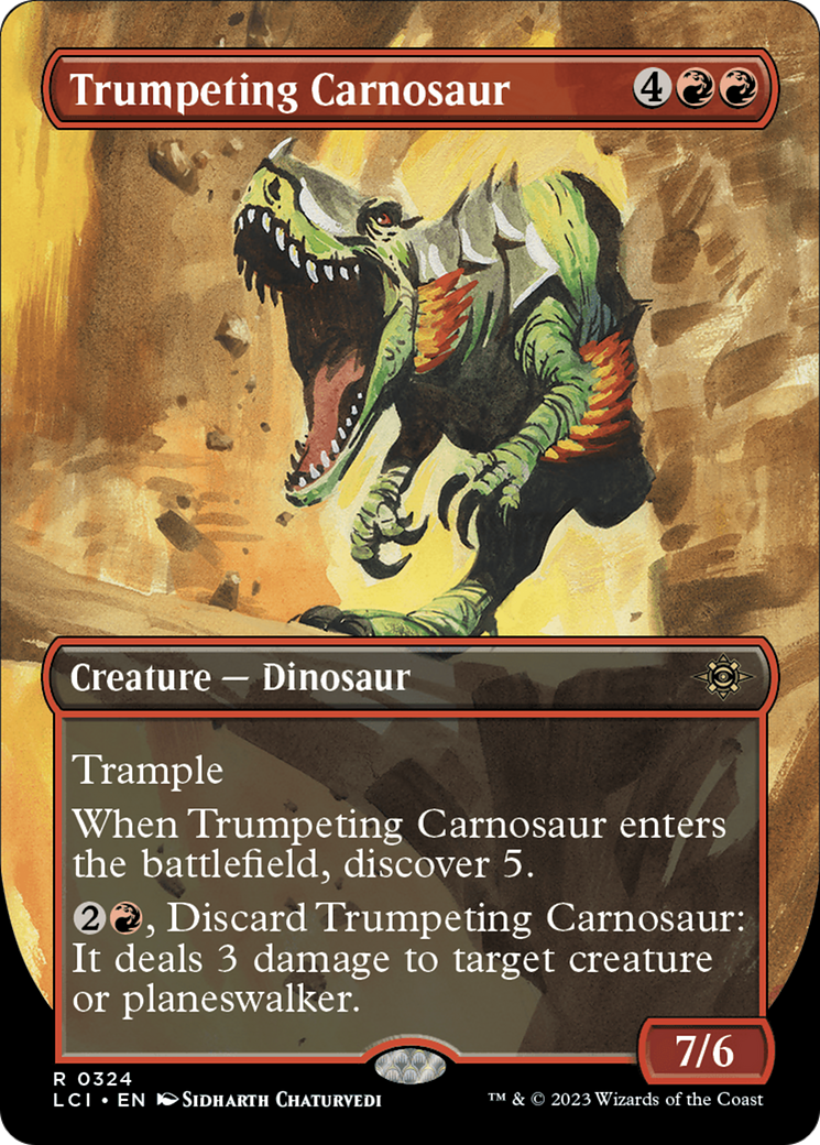 Trumpeting Carnosaur (Borderless) [The Lost Caverns of Ixalan] | Tables and Towers