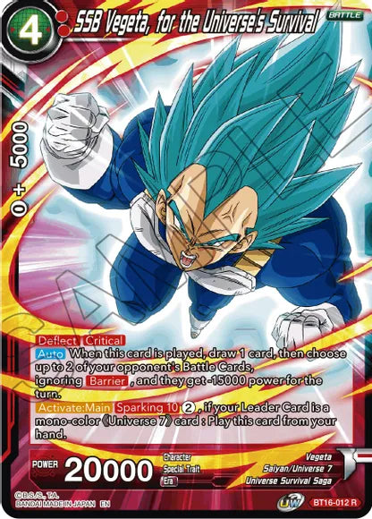 SSB Vegeta, for the Universe's Survival (BT16-012) [Realm of the Gods] | Tables and Towers