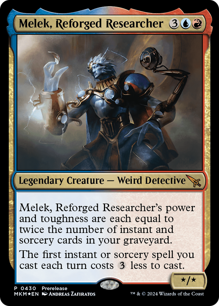 Melek, Reforged Researcher [Murders at Karlov Manor Prerelease Promos] | Tables and Towers