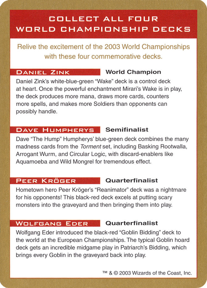 2003 World Championships Ad [World Championship Decks 2003] | Tables and Towers