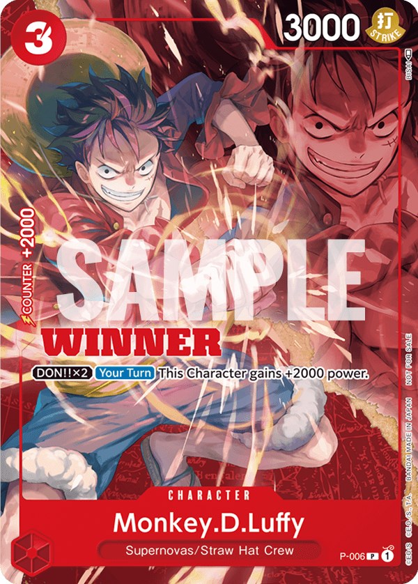 Monkey.D.Luffy (P-006) (Winner Pack Vol. 1) [One Piece Promotion Cards] | Tables and Towers