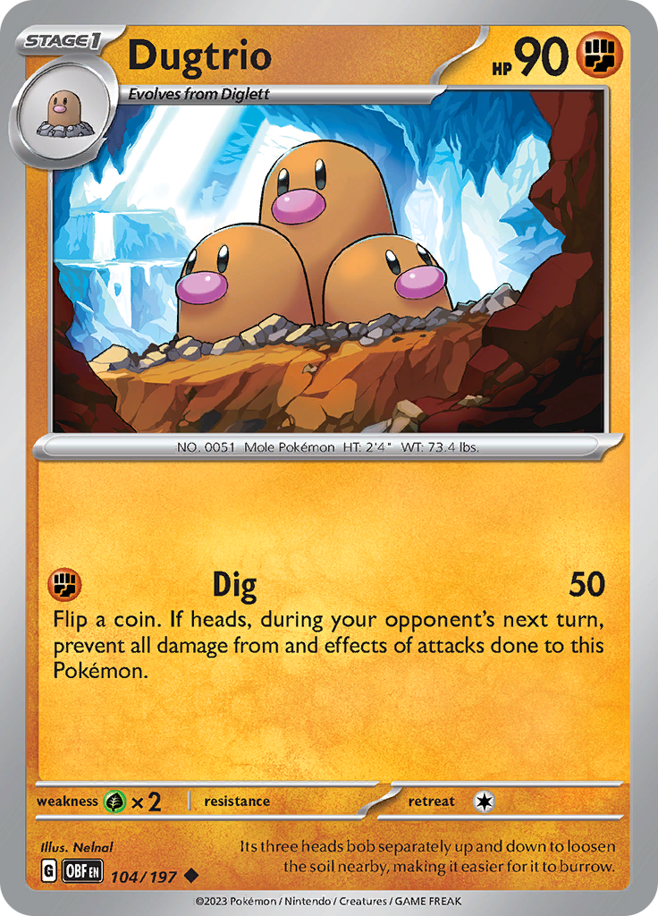 Dugtrio (104/197) [Scarlet & Violet: Obsidian Flames] | Tables and Towers