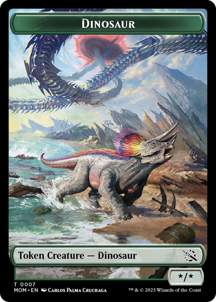 Soldier // Dinosaur Double-Sided Token [March of the Machine Tokens] | Tables and Towers