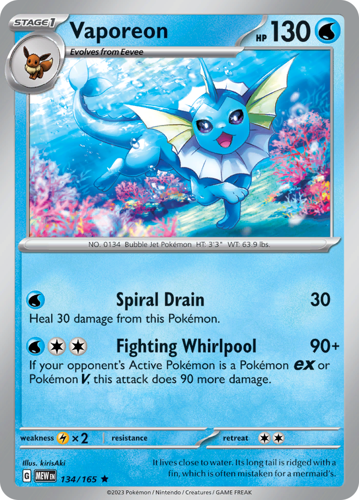 Vaporeon (134/165) [Scarlet & Violet: 151] | Tables and Towers