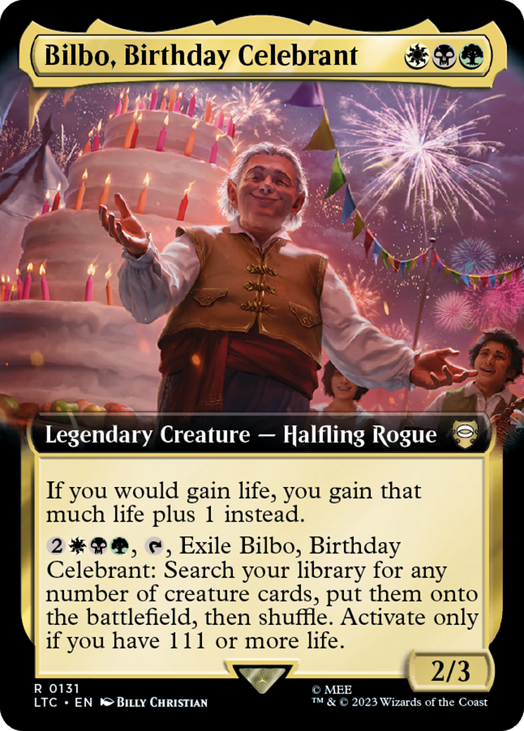 Bilbo, Birthday Celebrant (Extended Art) [The Lord of the Rings: Tales of Middle-Earth Commander] | Tables and Towers