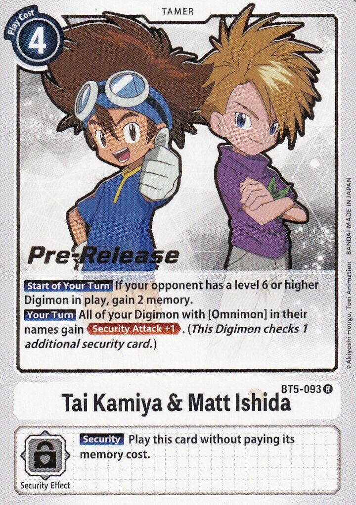 Tai Kamiya & Matt Ishida [BT5-093] [Battle of Omni Pre-Release Promos] | Tables and Towers