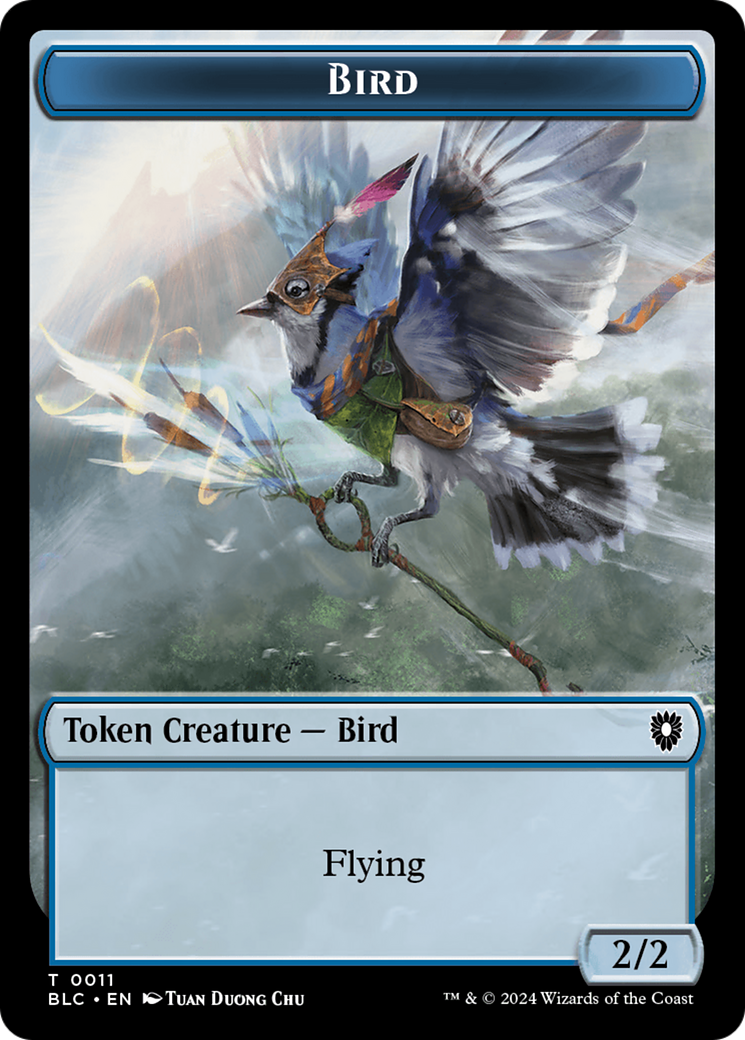 Bird (011) // Shark Double-Sided Token [Bloomburrow Commander Tokens] | Tables and Towers