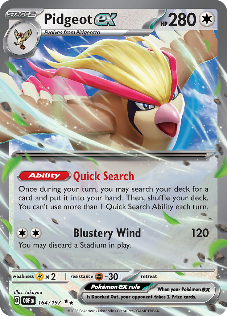 Pidgeot ex (164/197) [Scarlet & Violet: Obsidian Flames] | Tables and Towers