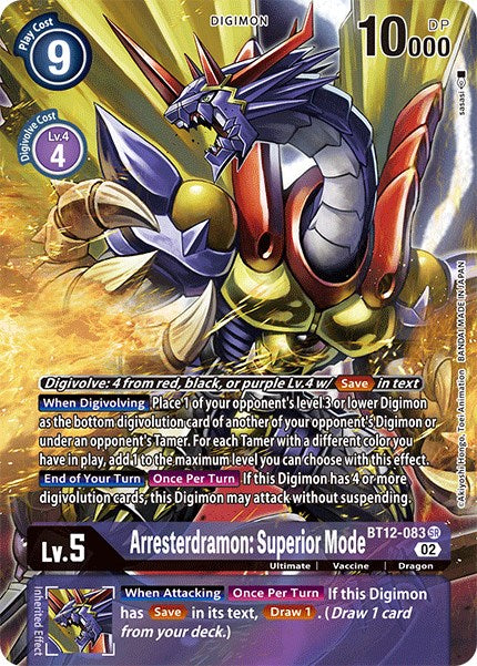 Arresterdramon: Superior Mode [BT12-083] (Alternate Art) [Across Time] | Tables and Towers