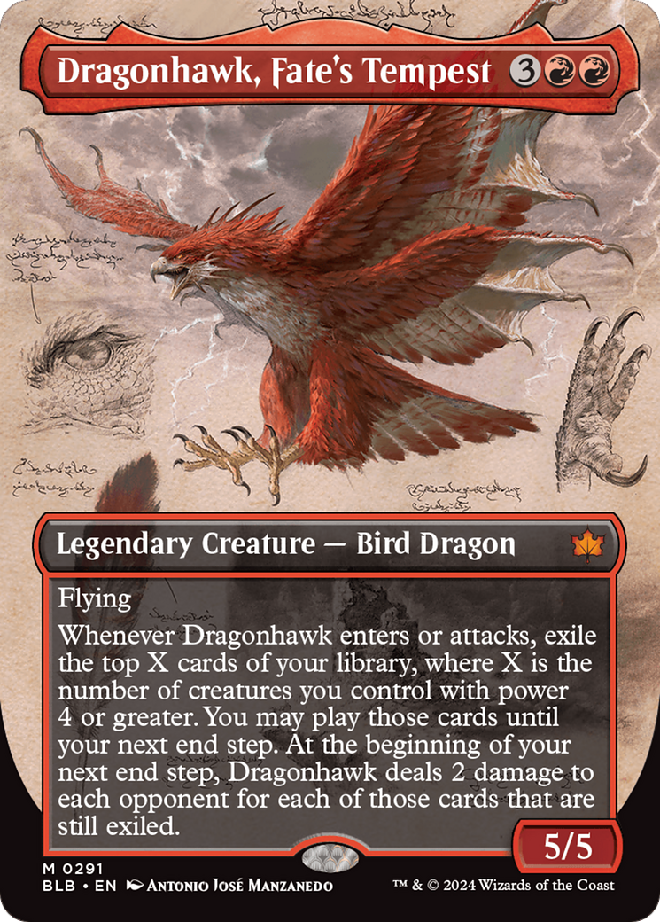 Dragonhawk, Fate's Tempest (Borderless) [Bloomburrow] | Tables and Towers