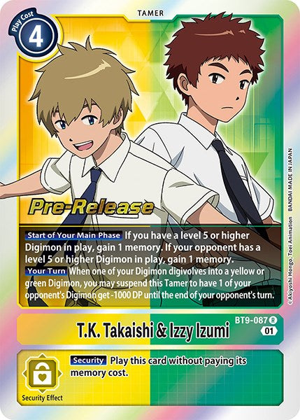 T.K. Takaishi & Izzy Izumi [BT9-087] [X Record Pre-Release Promos] | Tables and Towers