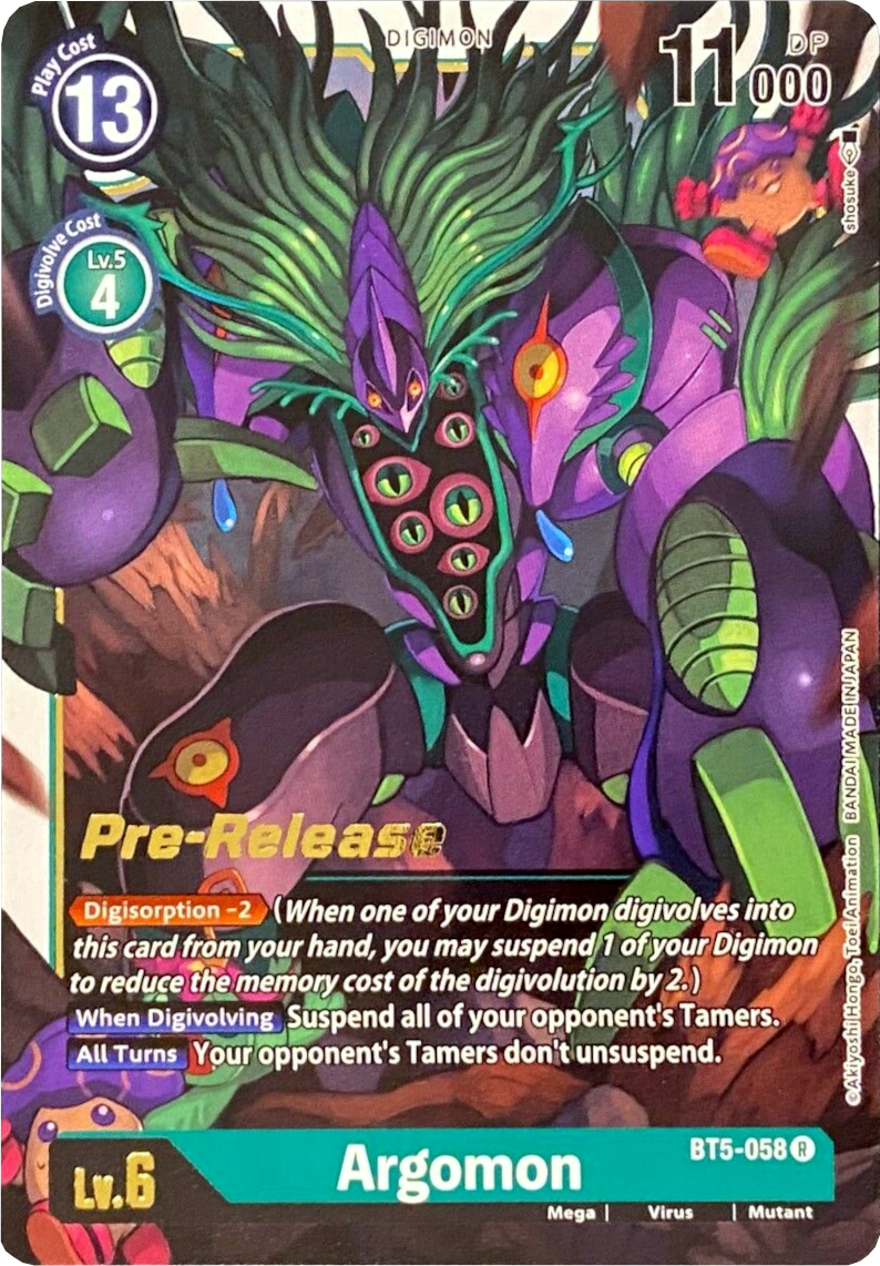 Argomon [BT5-058] [Battle of Omni Pre-Release Promos] | Tables and Towers