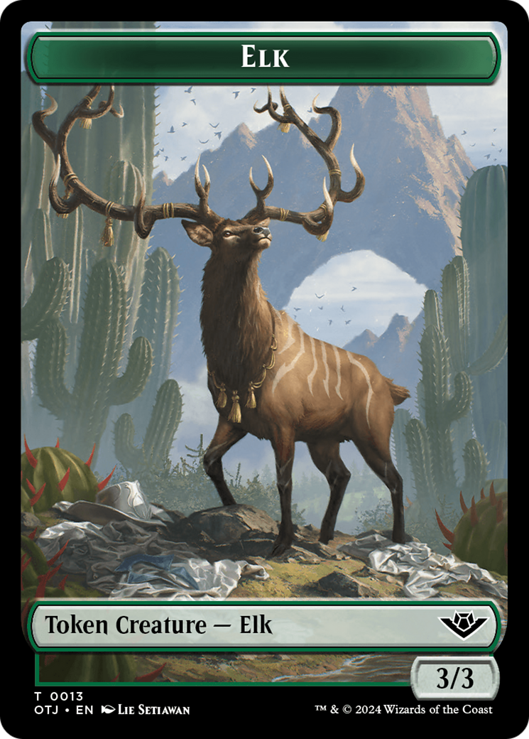 Treasure // Elk Double-Sided Token [Outlaws of Thunder Junction Tokens] | Tables and Towers