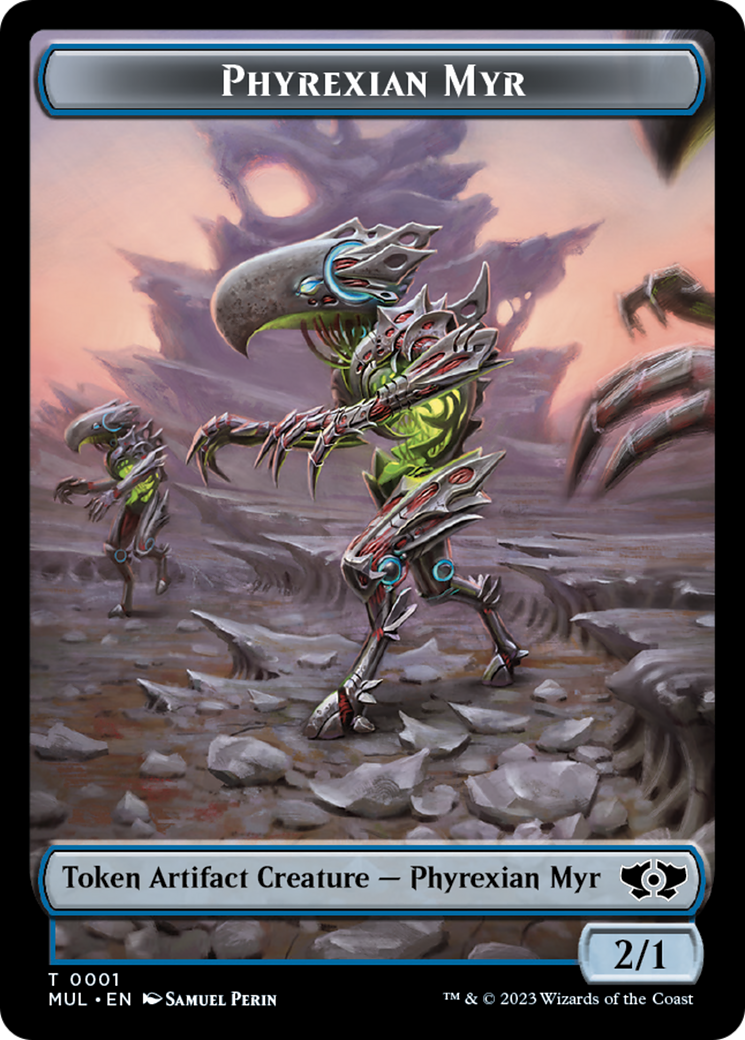 Phyrexian Myr // Knight Double-Sided Token [March of the Machine Tokens] | Tables and Towers