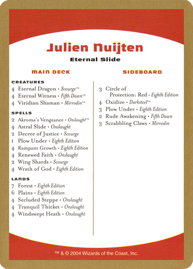 Julien Nuijten Decklist [World Championship Decks 2004] | Tables and Towers