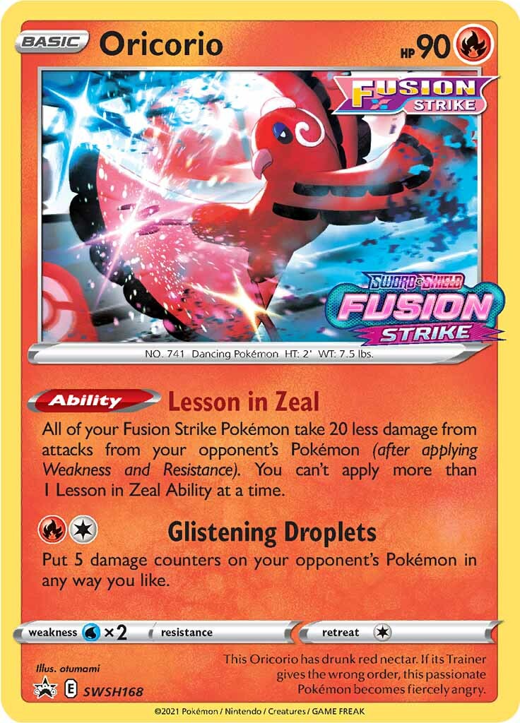 Oricorio (SWSH168) (Prerelease Promo) [Sword & Shield: Black Star Promos] | Tables and Towers