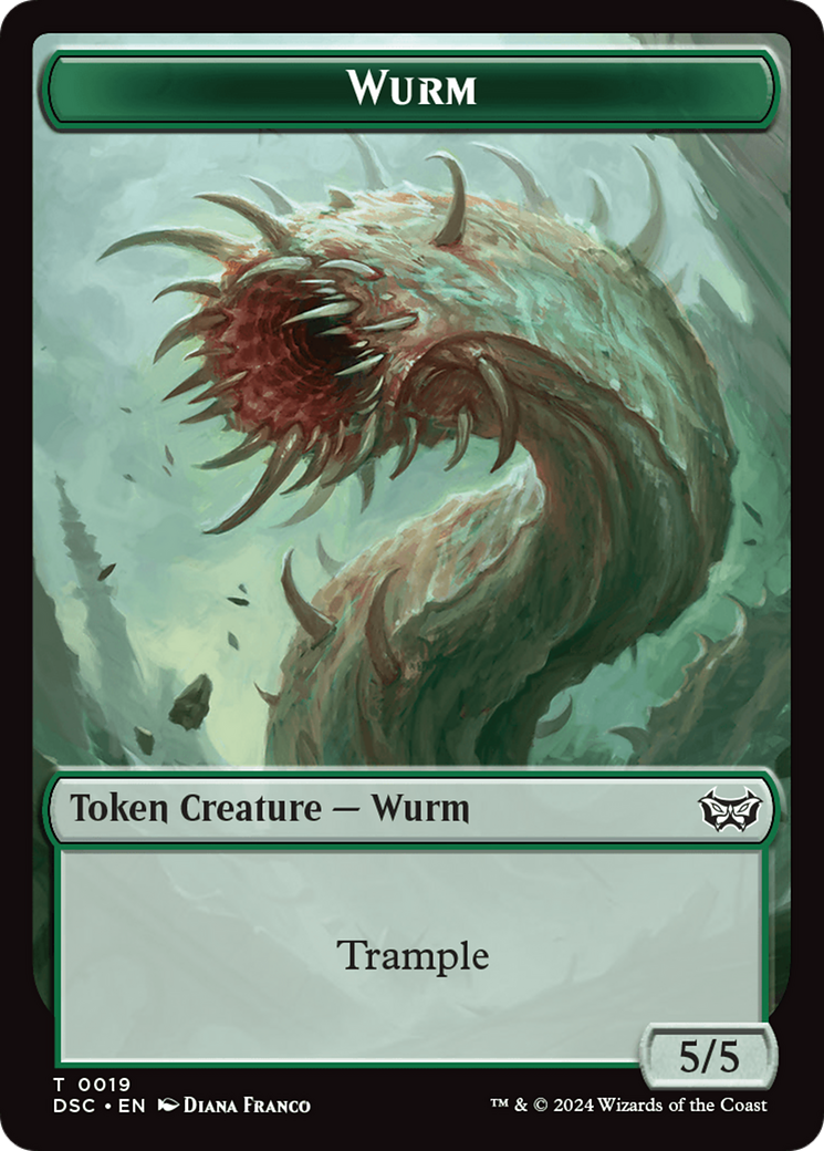 Wurm (0019) // Insect (0010) Double-Sided Token [Duskmourn: House of Horror Commander Tokens] | Tables and Towers