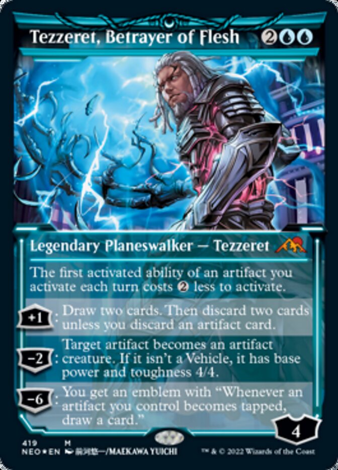 Tezzeret, Betrayer of Flesh (Showcase) (Foil Etched) [Kamigawa: Neon Dynasty] | Tables and Towers