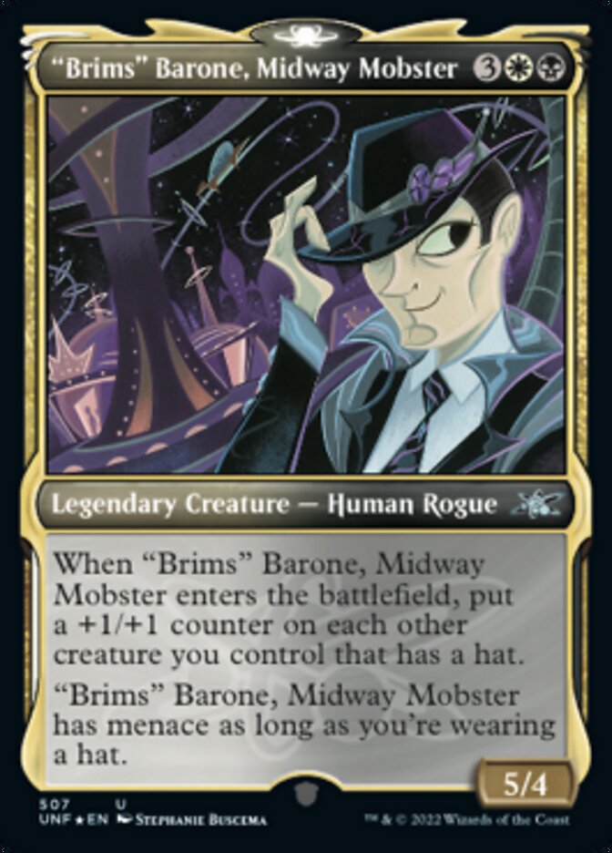 "Brims" Barone, Midway Mobster (Showcase) (Galaxy Foil) [Unfinity] | Tables and Towers