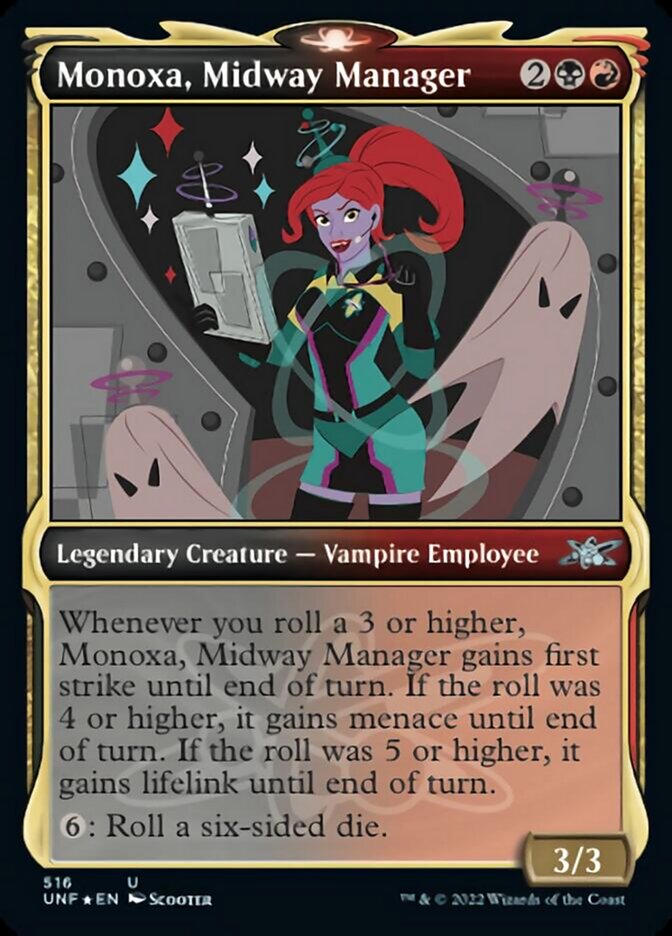 Monoxa, Midway Manager (Showcase) (Galaxy Foil) [Unfinity] | Tables and Towers