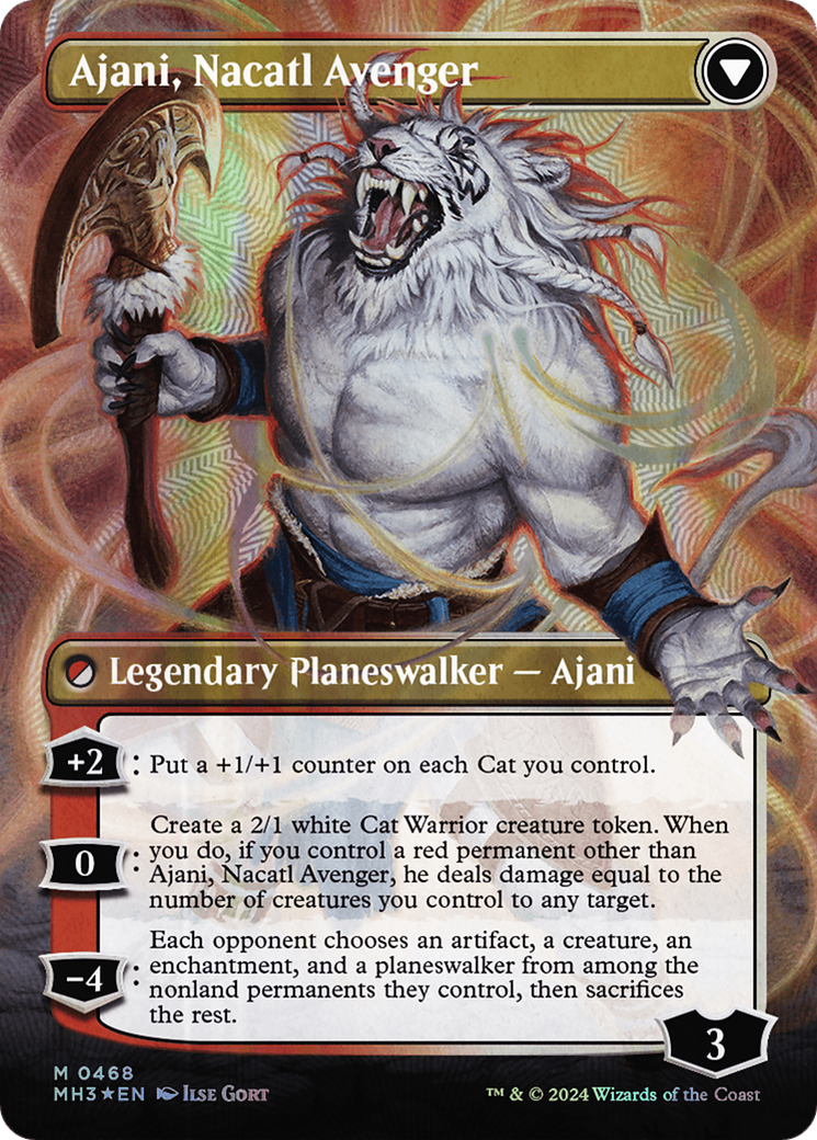 Ajani, Nacatl Pariah // Ajani, Nacatl Avenger (Borderless) (Textured Foil) [Modern Horizons 3] | Tables and Towers